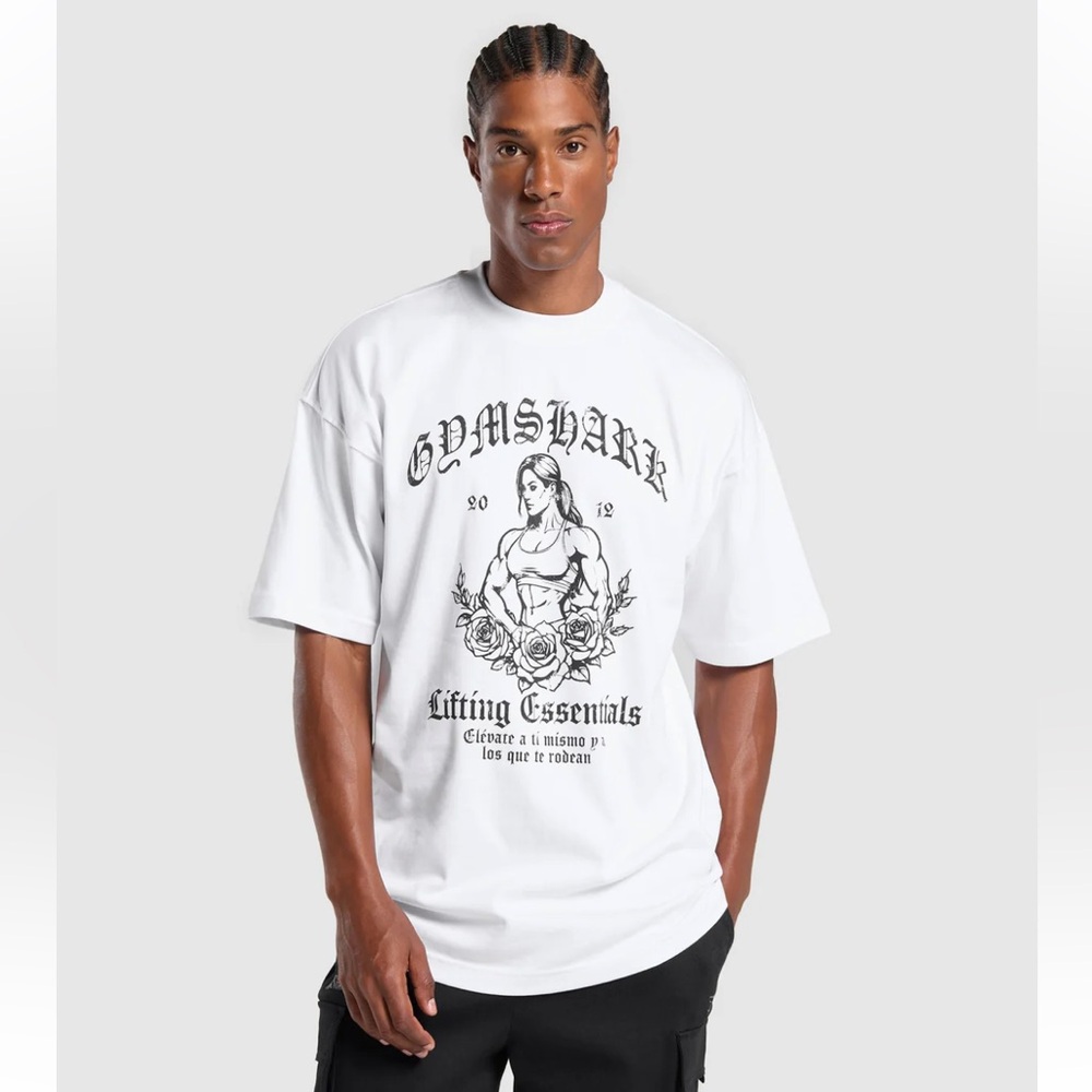 Gymshark Hispanic Inspired Oversized Graphic T-Shirt M White